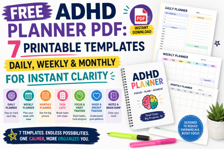 Free ADHD Planner PDF: 7 Printable Daily, Weekly & Monthly Templates